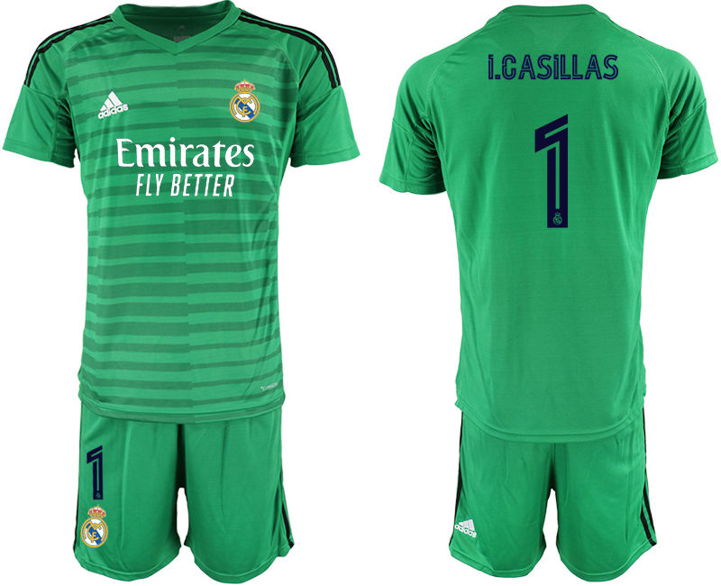 Men 2020-2021 club Real Madrid green goalkeeper #1 Soccer Jerseys1